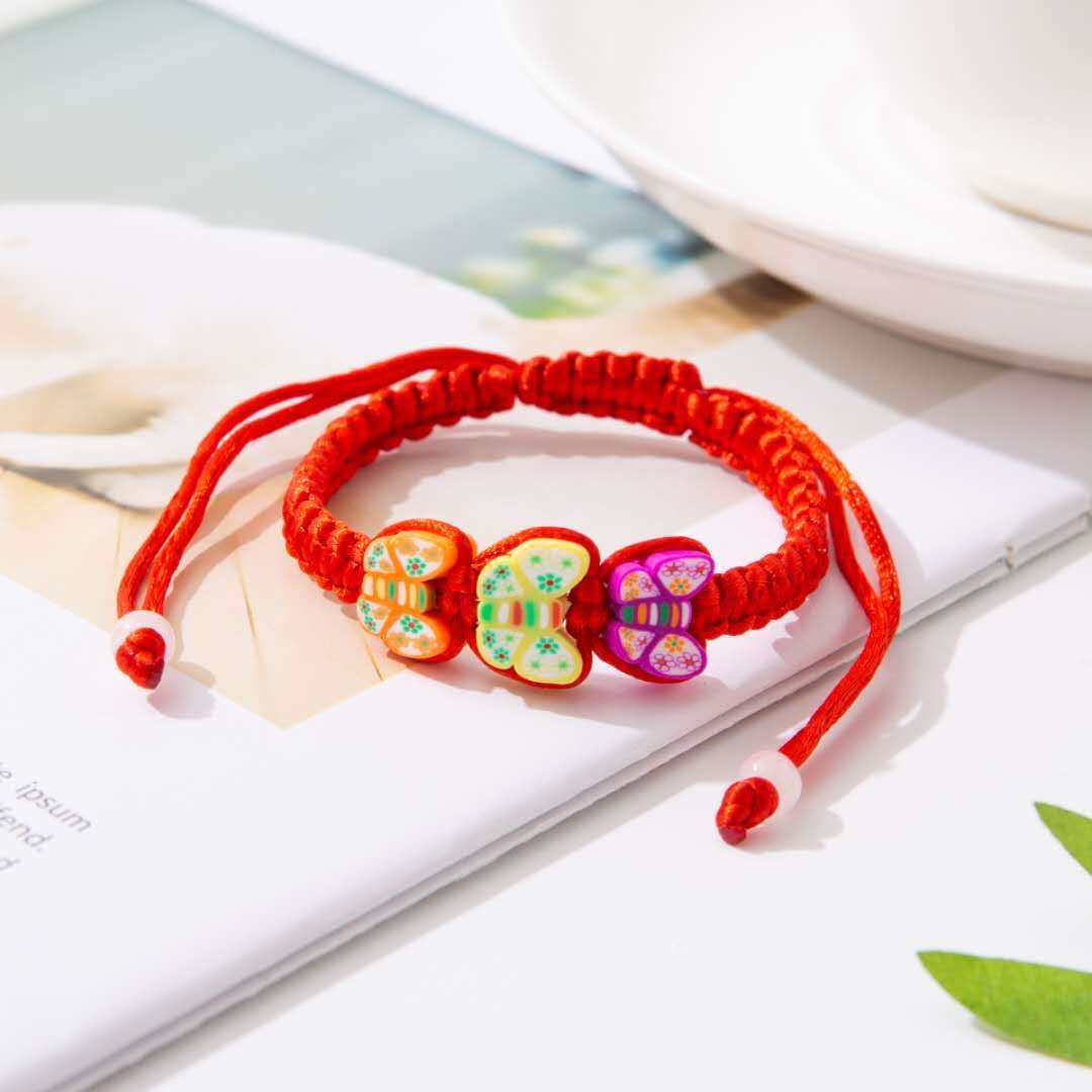 端午节儿童红绳纯手工编织水果手链 三千海珍珠手链