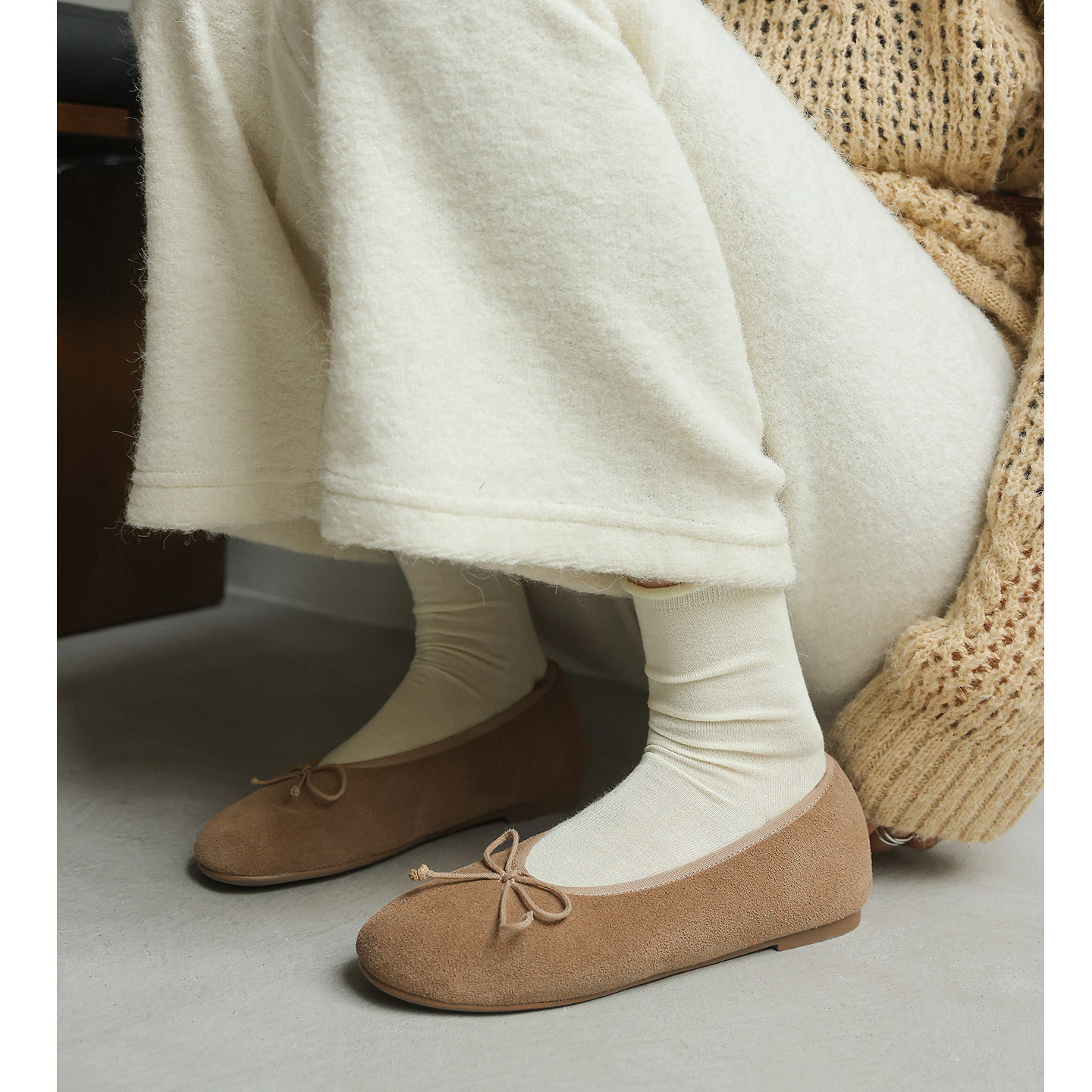 Kmeizu软舒适~加绒单鞋女春新款卷卷毛蛋卷芭蕾舞圆头真皮平底鞋,淘宝优惠券,粉丝福利购,淘宝优惠卷