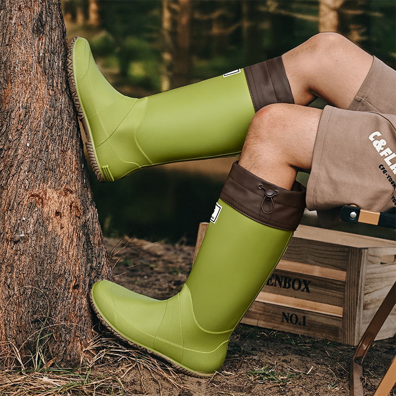 日系亲子款雨鞋女时尚雨靴可折叠软底轻便徒步露营雨林高筒防水鞋 - 图2