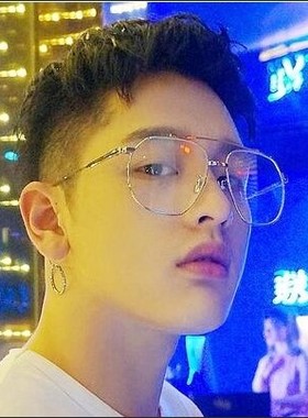 韩版个性风黄色全框复古透明眼镜