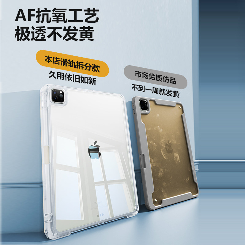 ipadair7保护套2025新款ipro透明壳三折ipad11苹果mini7轻薄防弯air6/5液态平板13寸简约12.9可拆4横竖18 - 图0