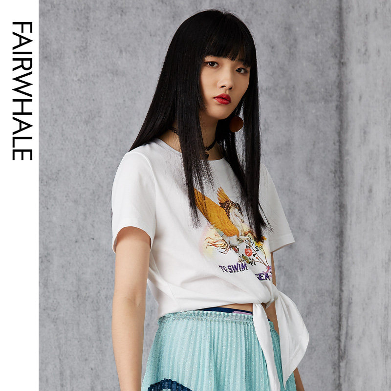 马克华菲女装2020夏新款白飞马t恤 易崴迅服饰T恤