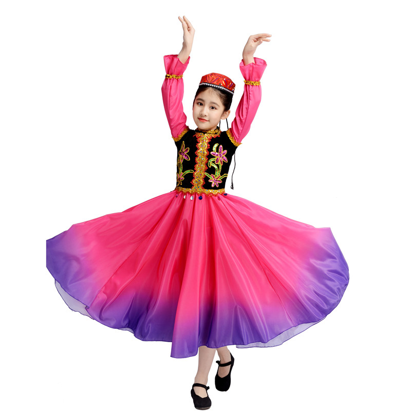 儿童新疆舞蹈演出服小小古丽元旦维吾尔族哈萨克少数民族服装女童