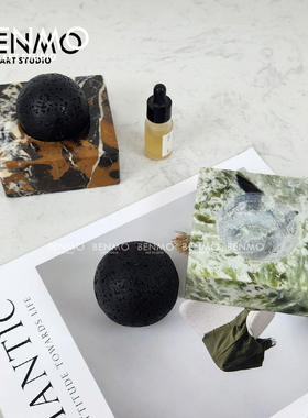 本墨 轻奢现代天然大理石球香薰摆件酒店民宿样板房居家台面装饰