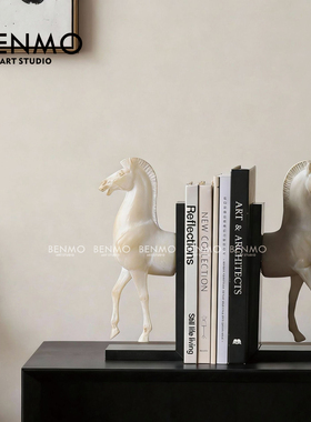 本墨 轻奢高档马摆件客厅装饰书房办公桌书档复古艺术电视柜软装