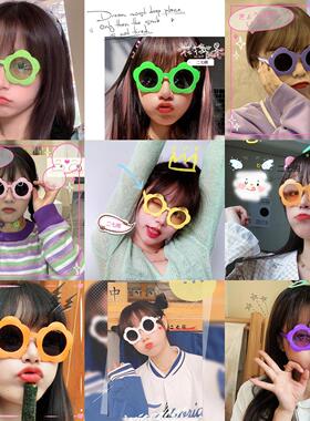 搞怪眼镜ins风彩色小花眼镜搞笑