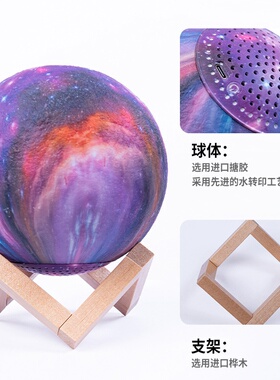 卧室床头睡眠灯星空月球灯小夜灯无线蓝牙音响小音箱带氛围灯摆件