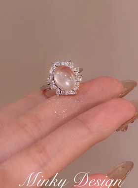 「晨曦之光」天然玉髓纯银戒指女小众设计手饰精致独特指环高级感