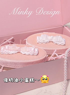 Minky「蕾丝宝盒」精致蝴蝶结首饰盒便携式迷你饰品盒耳环戒指女