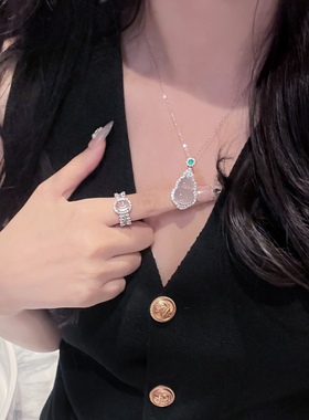 「冰川葫芦」送证书！天然白玉髓项链纯银女福禄吊坠锁骨链颈链