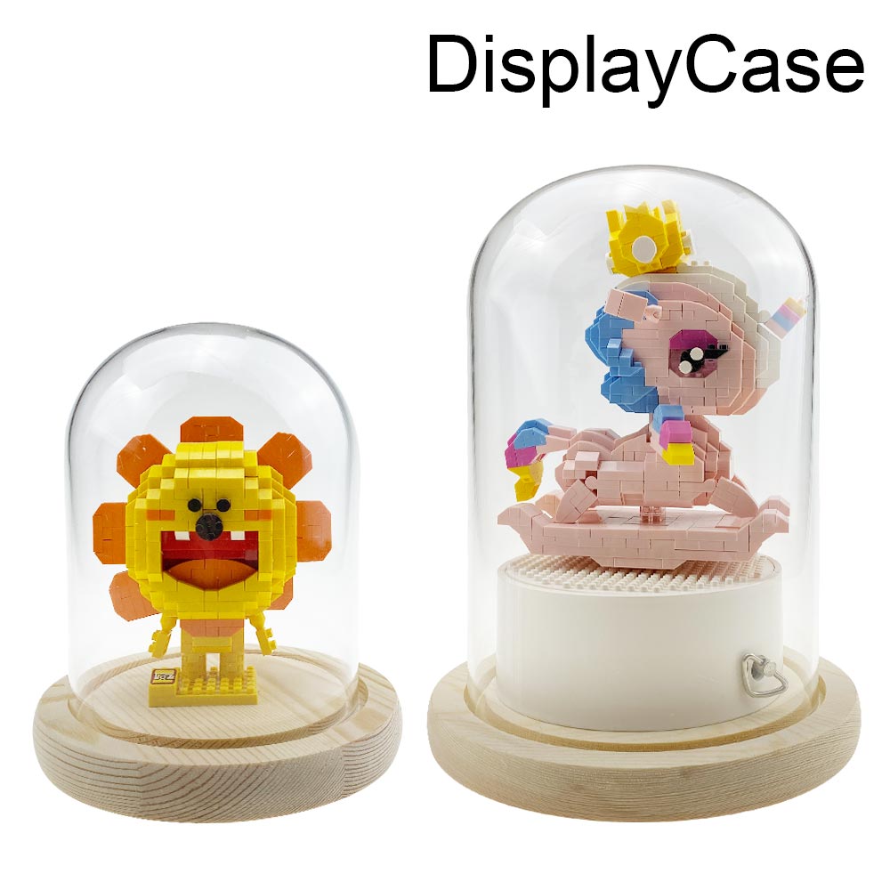 积木玩具透明展示盒圆形玻璃罩玩具配件展示柜盒子收藏摆件 R9931-图0