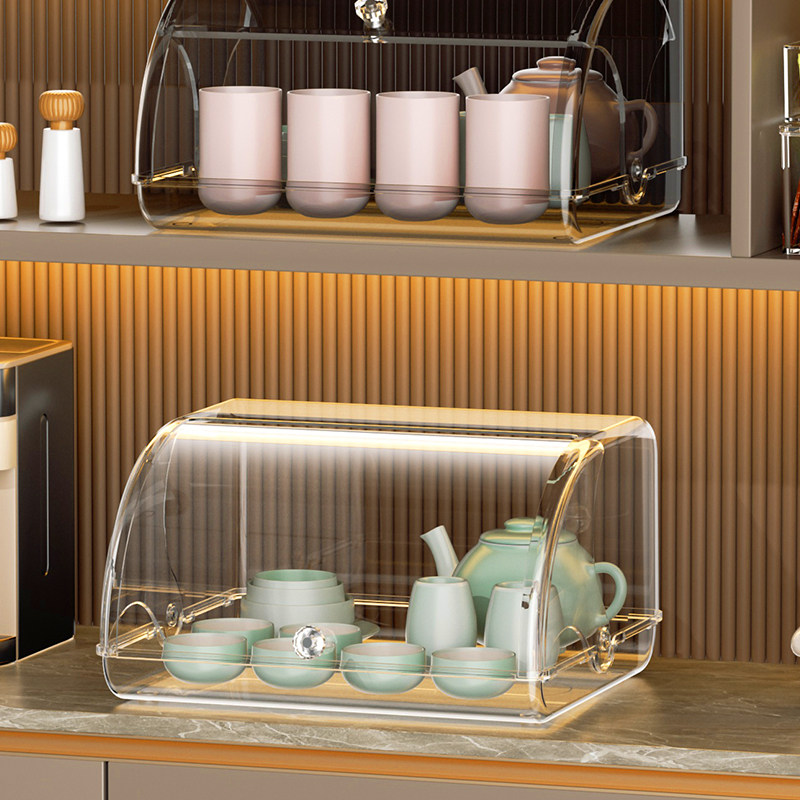 茶具收纳盒带盖防尘透明茶几桌面茶叶茶杯整理存放功夫茶壶置物架,淘宝优惠券,粉丝福利购,淘宝优惠卷