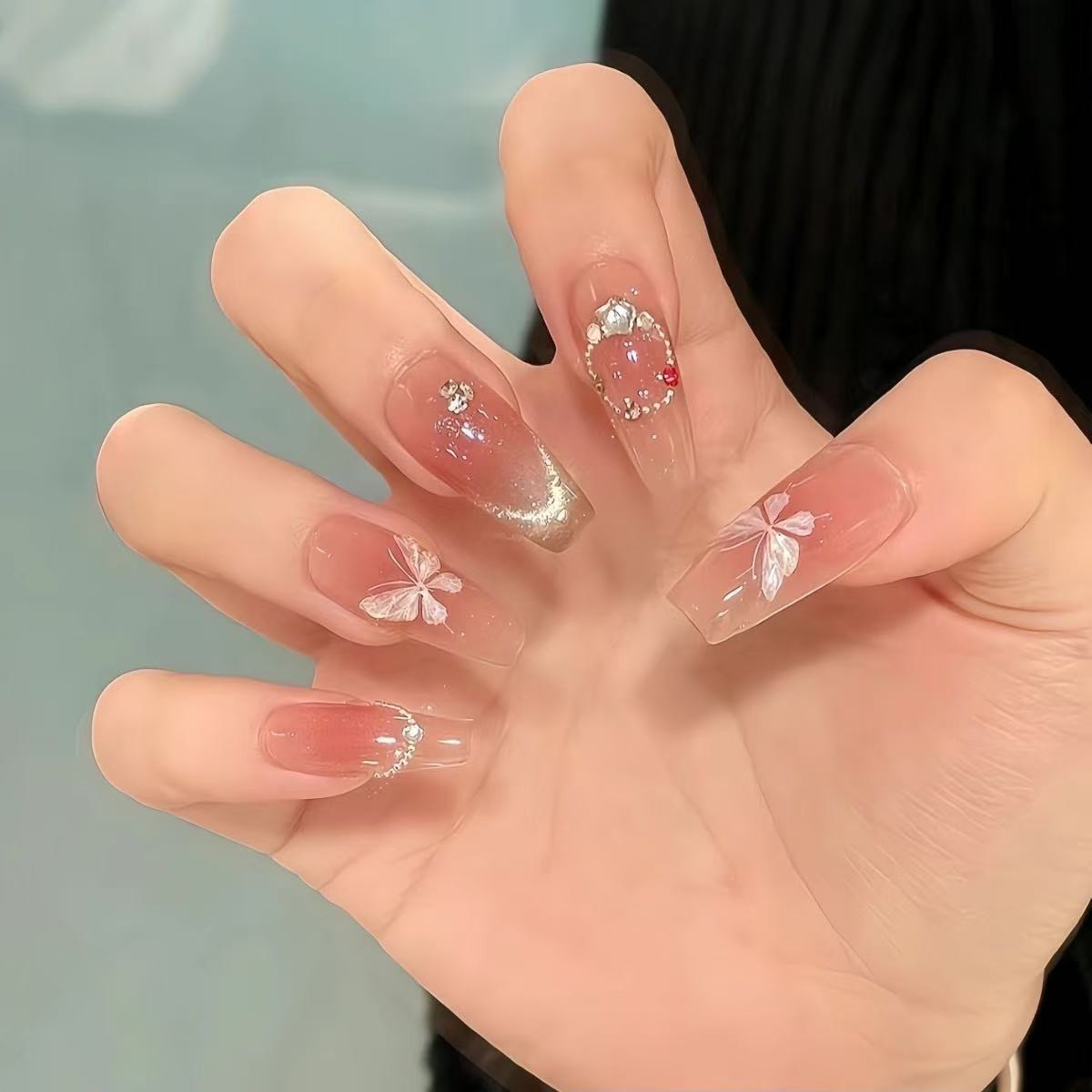 小款贝壳光美甲蝴蝶贴纸极光紫色高级网红指甲贴纸浮雕蝴蝶结款,淘宝优惠券,粉丝福利购,淘宝优惠卷