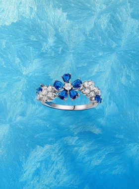 s925银仲夏夜之梦繁花戒指女轻奢感梵家同款蓝钻锦簇新品人气实拍