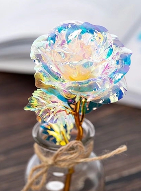 阳光捕手七彩炫光玫瑰花~变幻金箔星空玫瑰花浪漫永恒教师节礼物
