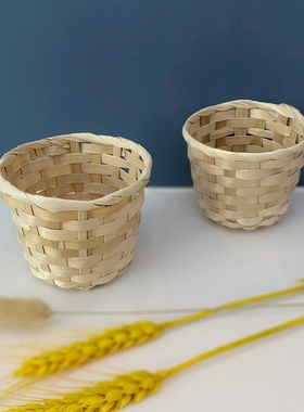 酒店刺身菜品摆盘装饰竹编小篮子竹篓竹编筐创意点缀盘饰小摆件