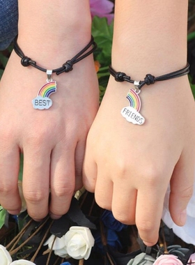 黑色手链闺蜜简约小众设计ins冷淡风高级感学生手镯女潮