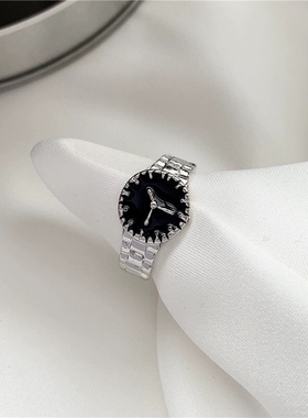 情侣黑色对戒冷淡风高级感设计小众开口戒指一对指环