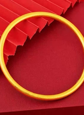 越南沙金手镯女仿真古法黄金镯子传承光面实心素圈不掉色