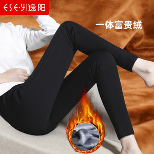 逸阳2023冬新款黑色高腰紧身打底裤女外穿加绒弹力显瘦加绒小脚裤
