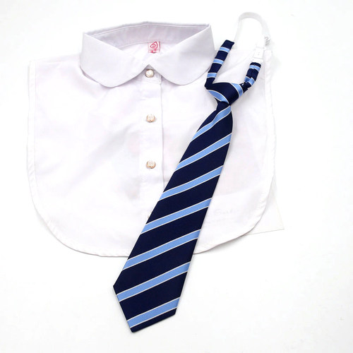 JK制服水手服领花街拍学院风校服学生毕业照领结领绳蓝色条纹领带 - 图1