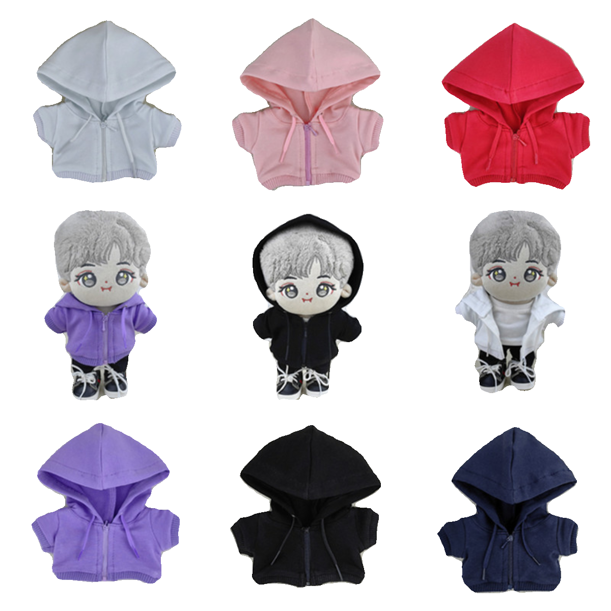 可定制娃衣10cm15cm20cm拉链连帽卫衣外套运动服套装棉花娃娃公仔,淘宝优惠券,粉丝福利购,淘宝优惠卷