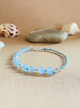 柏亦珠宝手工蓝玉髓水晶原创手链