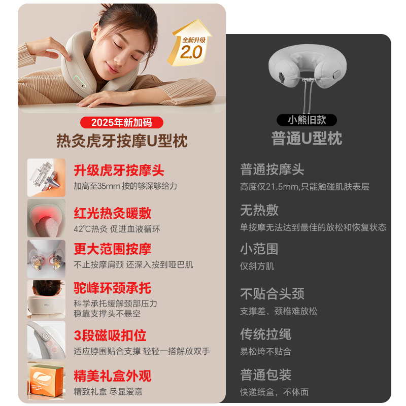 小熊颈椎按摩器腰部背部颈部肩颈疏通神器电动滚轮压迫神经按摩仪