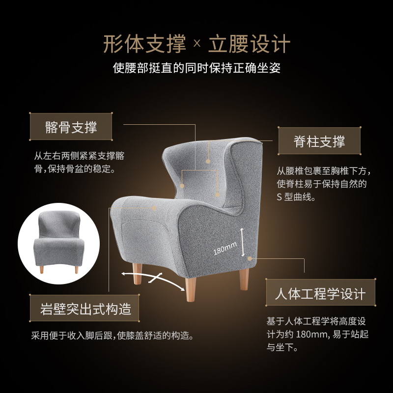 Style Chair DC（GRAY) 立腰座椅 日式矫姿坐垫沙发 护腰护脊椎 - 图1