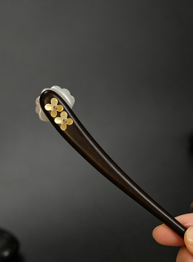 新中式黑檀木蝶贝发簪
