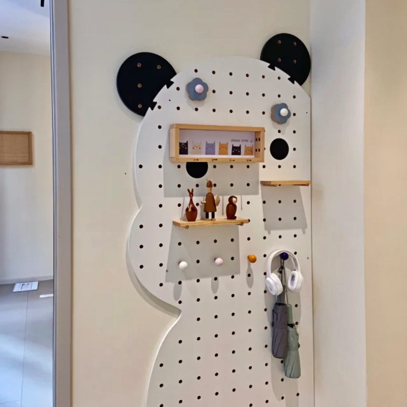 Perforated board ENF solid wood panda style with sliding mirror