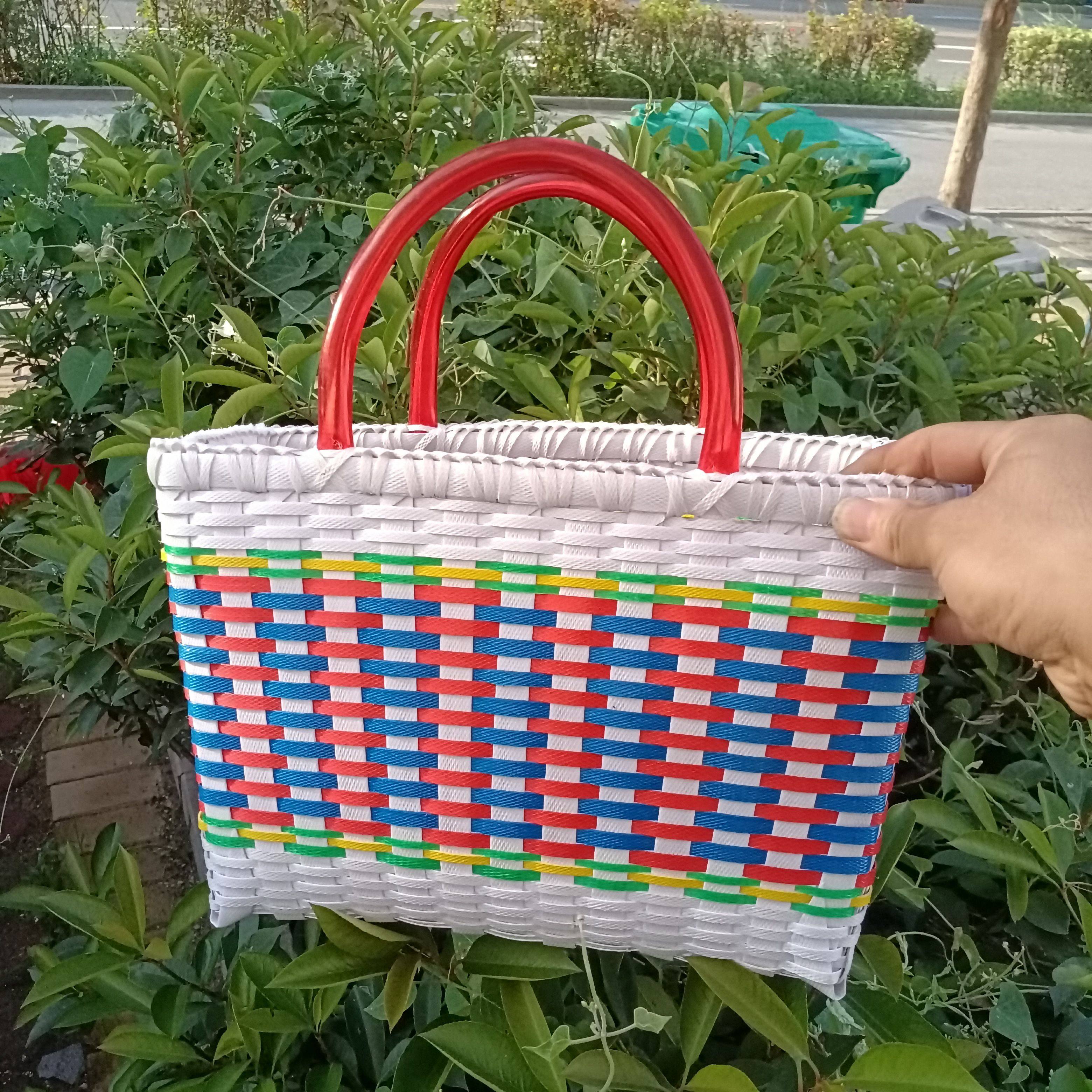 新品纯手工包装带编织篮手提篮水果篮菜蓝购物筐塑料打包带藻篮,淘宝优惠券,粉丝福利购,淘宝优惠卷