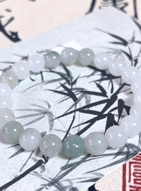 纯天然新疆天山冰翠白月光玉石手串金丝玉翡翠色白玉飘翠旗舰店