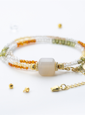 新中式天然石串珠项链轻复古精致百搭项链2025年新款轻奢小众精致