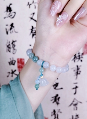 天然天山翠玉石铃兰花手链手串珠玉髓女生轻奢小众精致2023年新款