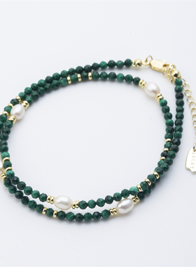 天然孔雀石手链女款单圈手串送闺蜜女友礼物上岸逢考必过小众