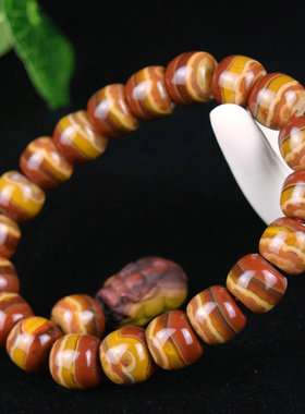 天然战国红玛瑙同料老型珠手串