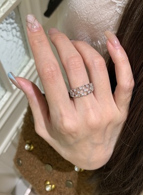 日系CherryKoko轻奢高级感蕾丝满天星镂空交叉满钻个性时尚复古