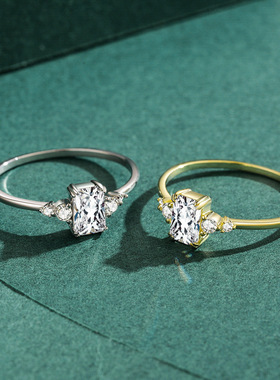 法国chrry koop欧美s925银经典切割1克拉戒指轻奢群镶指环百搭