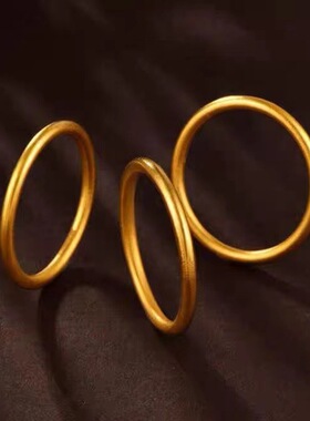 日系cherrykoko不掉色沙金戒子古法传承实心戒指女磨砂哑光素圈