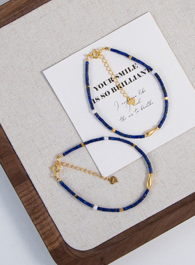 李佳棋推荐新中式银s925复古优雅复古锦鲤极细青金石碎银子手链