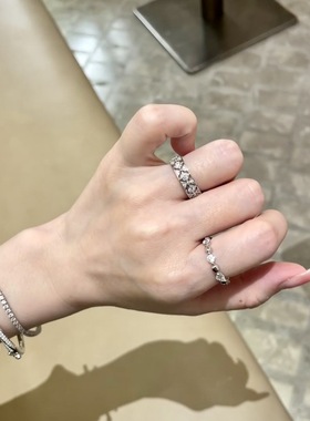 日系CherryKoko中古宫廷风新款轻奢小众复古花形纹镂空戒指镶钻