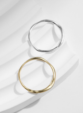 法国chrry koops925银极简不规则皱褶纹理戒指女叠戴冷淡风ins