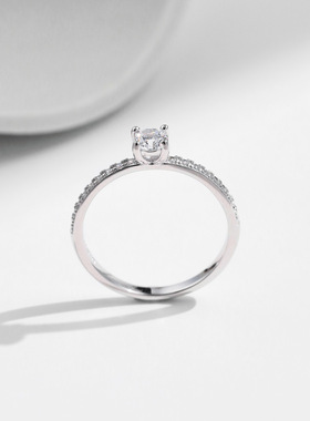 法国chrry koopd色莫桑指女s925银奢华小众设计闪亮排钻订婚