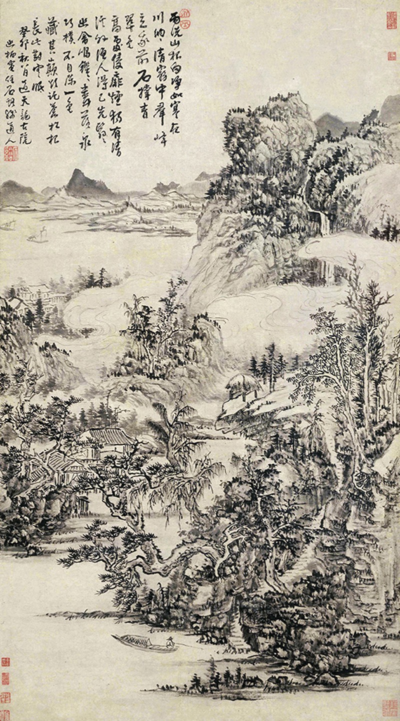 历代名画临摹大图范本二十八雨洗山根图髡残石溪清四僧清代写意水墨山水画国画初学者临摹画册绘画书籍江西美术出版社-图2