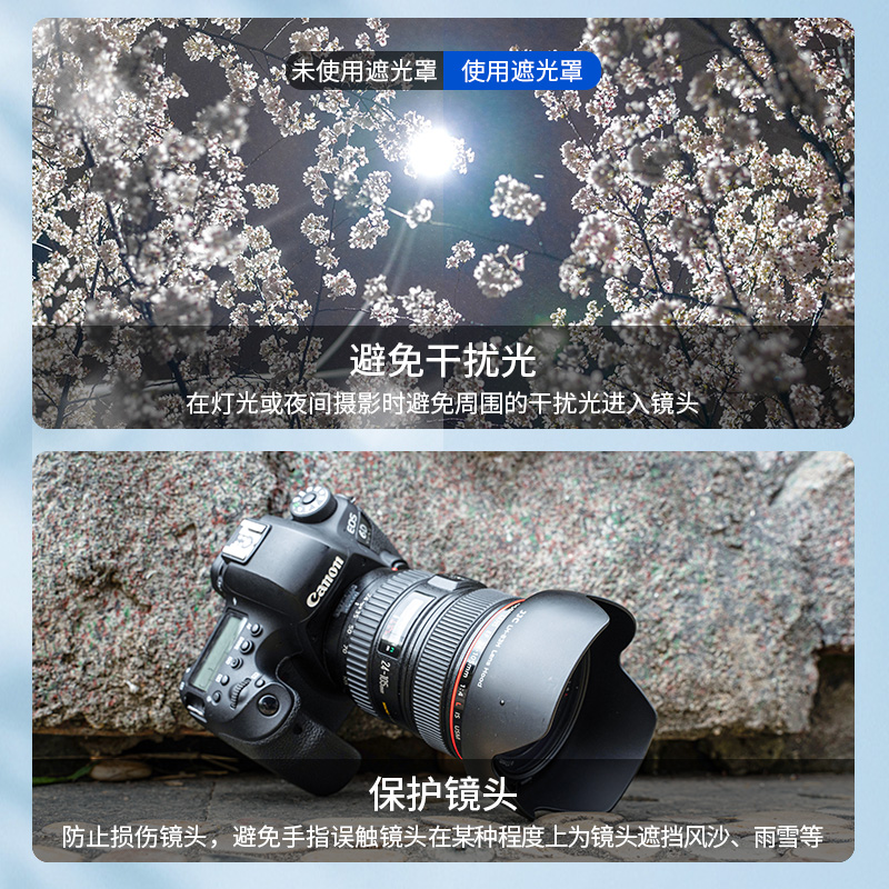 JJC 适用尼康HB-69遮光罩尼康单反相机D3300D5500D5300镜头18-55 VR II 二代AF-S 18-55遮光罩配件52mm - 图0