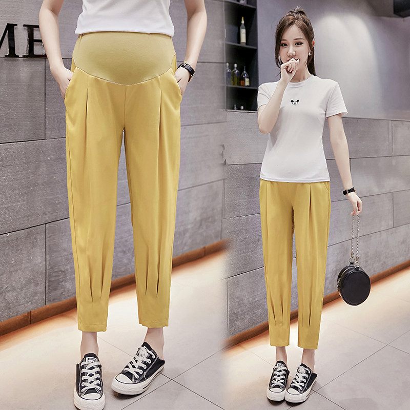 秋季外穿潮妈时尚阔腿九分孕妇裤子 熠饰母婴孕妇阔腿裤