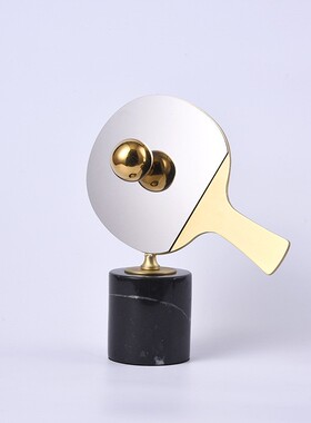 现代简约轻奢创意家居客厅电视柜书房办公室金属乒乓球拍装饰摆件