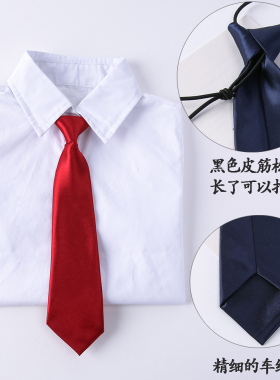 儿童纯色免打小领带女童领花学生幼儿园校服衬衫团体表演配饰领结