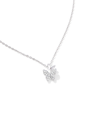 银色蝴蝶吊坠项链精致